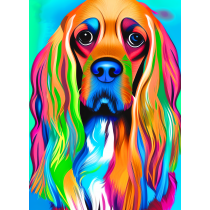 Cocker Spaniel Dog Colourful Abstract Art Blank Greeting Card