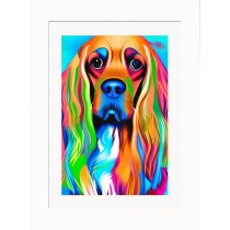 Cocker Spaniel Dog Picture Framed Colourful Abstract Art (A3 White Frame)