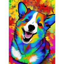 Corgi Dog Colourful Abstract Art Blank Greeting Card