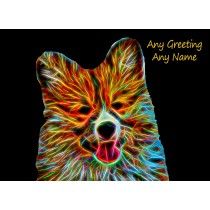 Personalised Corgi Neon Art Greeting Card (Birthday, Christmas, Any Occasion)