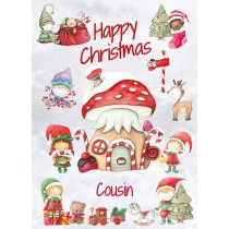 Christmas Card For Cousin (Elf, White)