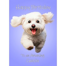 Bichon Frise Dog Birthday Card For Cousin