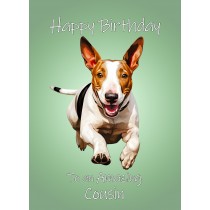 English Bull Terrier Dog Birthday Card For Cousin