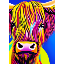 Cow Animal Colourful Abstract Art Blank Greeting Card