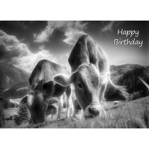 Cow Black and White Birthday Card