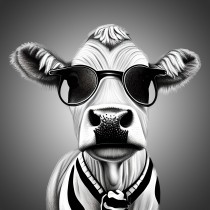 Cow Funny Black and White Art Blank Card (Spexy Beast)