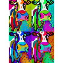 Cow Colourful Pop Art Blank Greeting Card