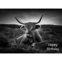 Cow Black and White Art Birthday Card