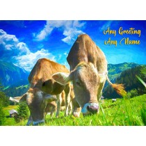 Personalised Cow Art Greeting Card (Birthday, Christmas, Any Occasion)