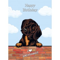 Dachshund Dog Birthday Card (Art, Clouds)