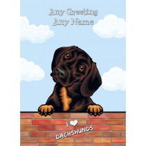 Personalised Dachshund Dog Birthday Card (Art, Clouds)