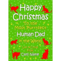 Personalised From The Cat Christmas Card (Human Dad, Green)