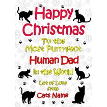 Personalised From The Cat Christmas Card (Human Dad, White)