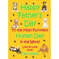 Personalised From The Cat Fathers Day Card (Yellow, Purrrfect Human Dad)