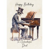 Victorian Musical Skeleton Birthday Card For Dad (Design 2)