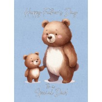 Father and Child Bear Art Fathers Day Card For Dad (Design 3)