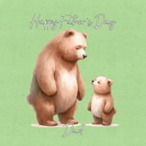 Father and Child Bear Art Square Fathers Day Card For Dad (Design 2)