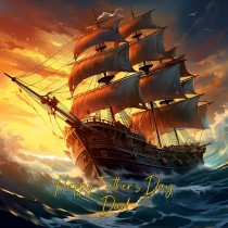 Ship Scenery Art Square Fathers Day Card For Dad (Design 1)