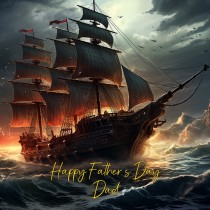Ship Scenery Art Square Fathers Day Card For Dad (Design 2)