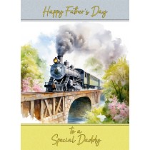 Steam Train Vintage Art Fathers Day Card For Daddy (Design 4)
