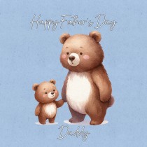 Father and Child Bear Art Square Fathers Day Card For Daddy (Design 3)