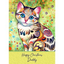Christmas Card For Daddy (Cat Art Painting)