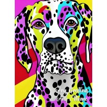 Personalised Dalmatian Dog Colourful Abstract Art Greeting Card (Birthday, Fathers Day, Any Occasion)