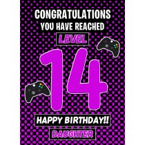 14th Level Gamer Birthday Card (Daughter)