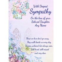 Personalised Sympathy Bereavement Card (Deepest Sympathy, Beloved Daughter)