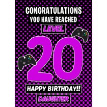 20th Level Gamer Birthday Card (Daughter)