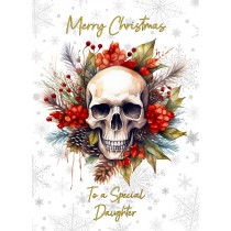 Christmas Card For Daughter (Gothic Fantasy Skull Wreath)