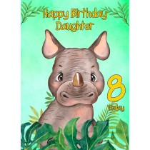 8th Birthday Card for Daughter (Rhino)