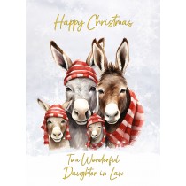 Christmas Card For Daughter in Law (Donkey Family Art)