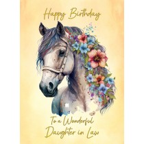 Horse Art Birthday Card For Daughter in Law (Design 1)