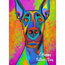 Doberman Dog Colourful Abstract Art Fathers Day Card