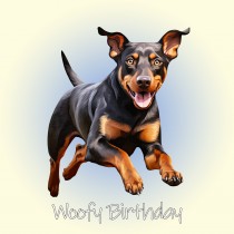 Doberman Dog Birthday Square Card (Running Art)