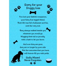 Pet Dog Loss Verse Poem Memoriam Sympathy Card (Blue, Doggy Loss)
