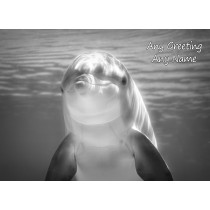 Personalised Dolphin Black and White Art Greeting Card (Birthday, Christmas, Any Occasion)