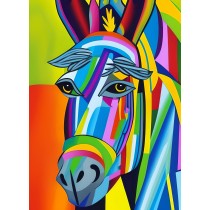 Donkey Animal Colourful Abstract Art Blank Greeting Card