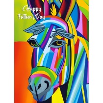 Donkey Animal Colourful Abstract Art Fathers Day Card