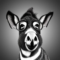 Donkey Funny Black and White Art Blank Card (Spexy Beast)