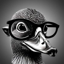 Duck Funny Black and White Art Blank Card (Spexy Beast)