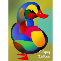 Duck Animal Colourful Abstract Art Birthday Card