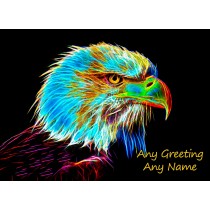 Personalised Eagle Neon Art Greeting Card (Birthday, Christmas, Any Occasion)