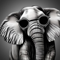 Elephant Funny Black and White Art Blank Card (Spexy Beast)