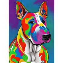 English Bull Terrier Dog Colourful Abstract Art Blank Greeting Card