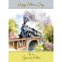 Steam Train Vintage Art Fathers Day Card For Father (Design 4)