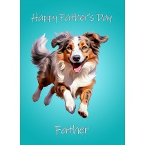 Australian Shepherd Dog Fathers Day Card For Father