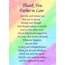 Thank You 'Father in Law' Poem Verse Greeting Card