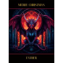 Gothic Fantasy Dragon Christmas Card For Father (Design 3)